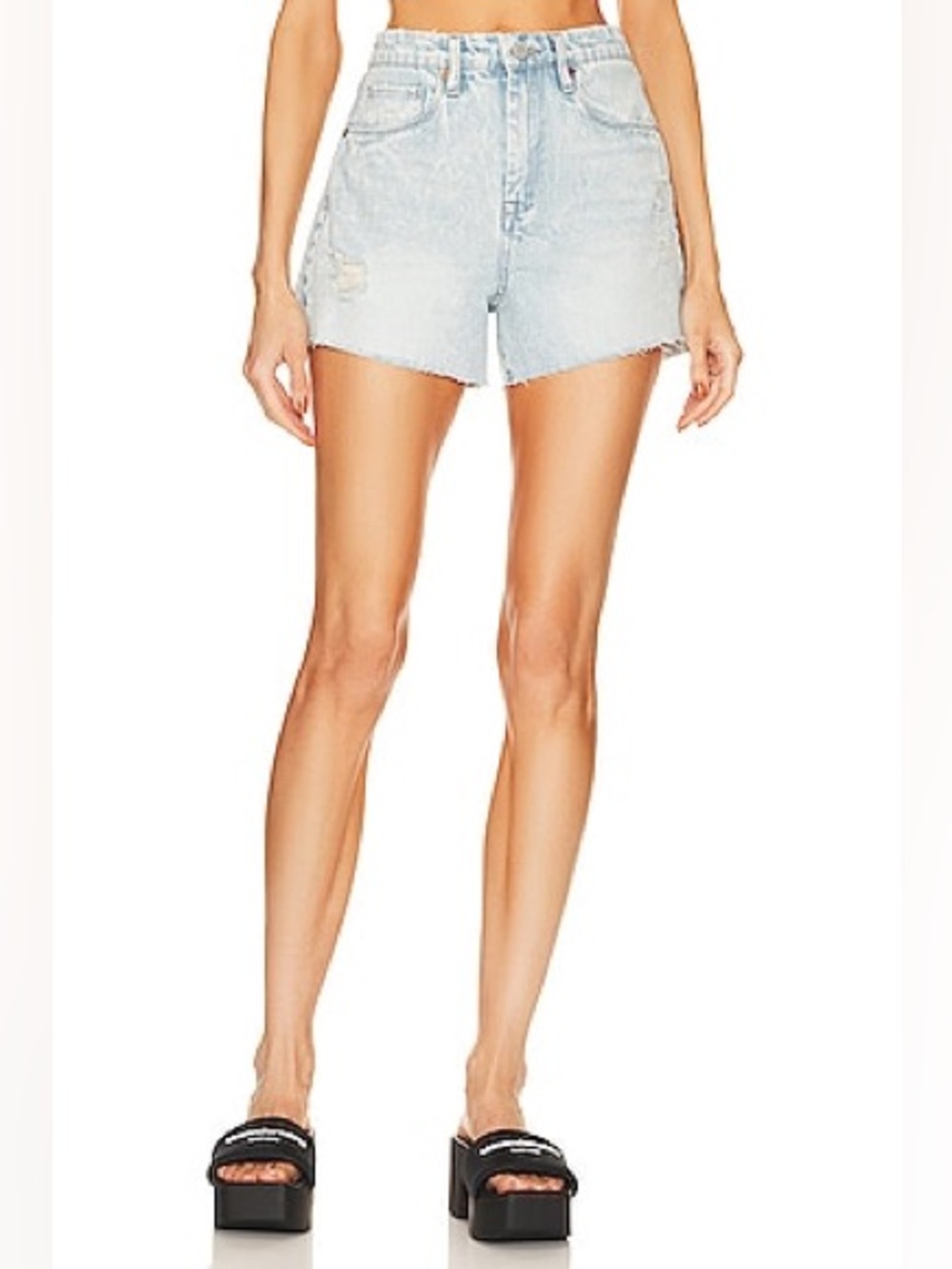 Blank NYC The Reeve High-Rise Light Wash Denim Shorts